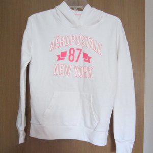 Women's/Girl's AEROPOSTALE White Pull Over Hoodie Size S/P Logo ' 87 NEW YORK'